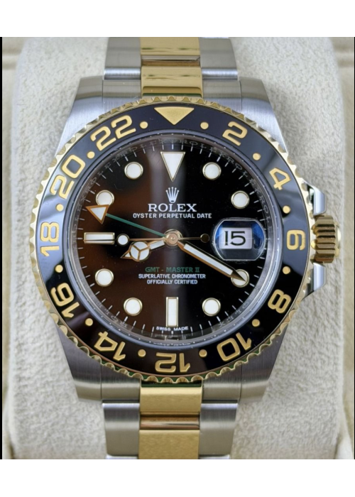 二手 ▶  Rolex 勞力士 GMT-Master II ◀ 金鋼綠針 116713LN 2016年錶